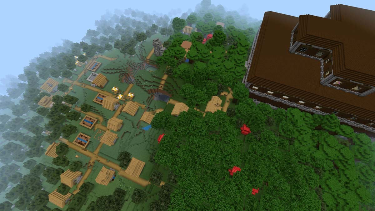 Manoir boisé et village forestier dans Minecraft