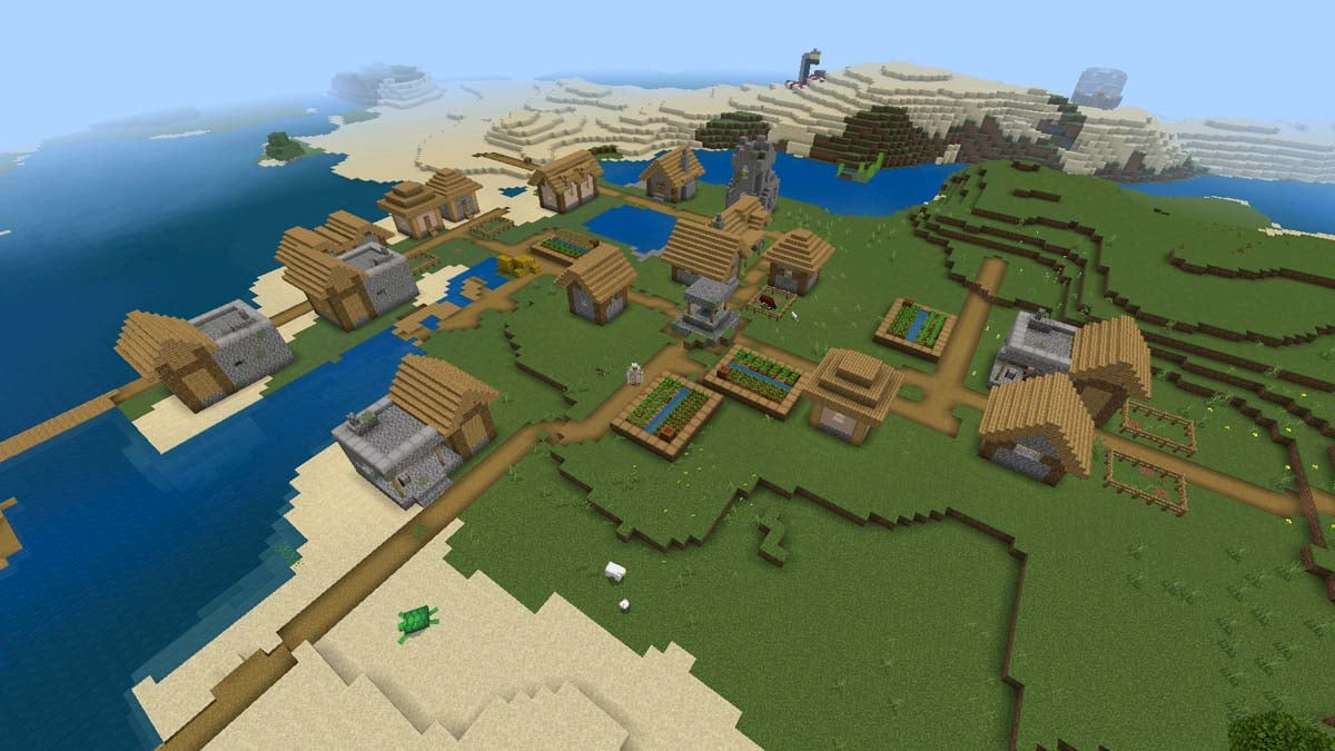 Quatre forgerons et village balnéaire dans Minecraft