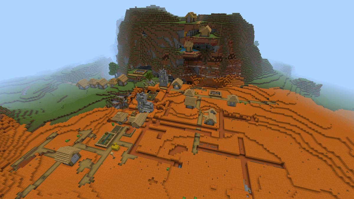 Puits de mine exposé dans le village de Minecraft PE