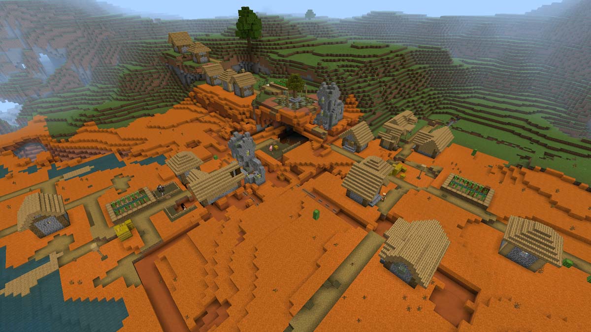 Puits de mine exposé dans le village de Minecraft PE