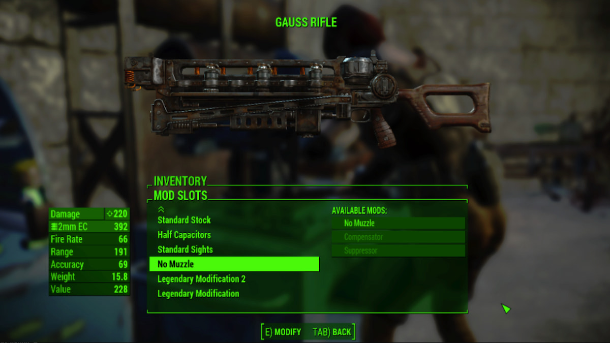 banc de mod d'arme dans Fallout 4
