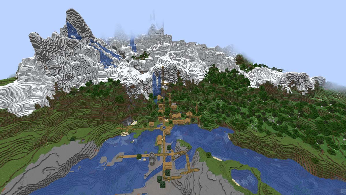 Village sous la montagne dans Minecraft