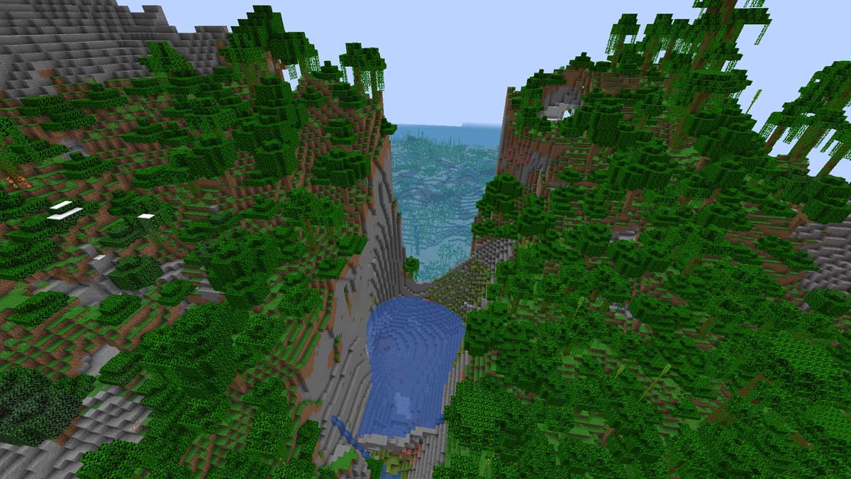 Lagon sur une île tropicale dans Minecraft