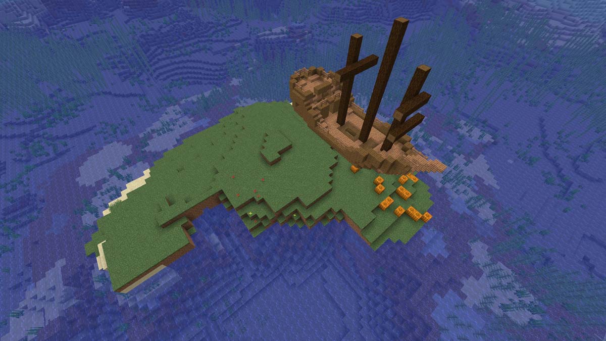 Naufrage en surface sur une petite île dans Minecraft