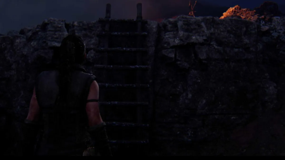 Échelle vers la pierre de Lorestone lors de la cérémonie Draugar dans Hellblade II