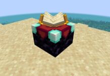 Enchanting table with an open book in Minecraft