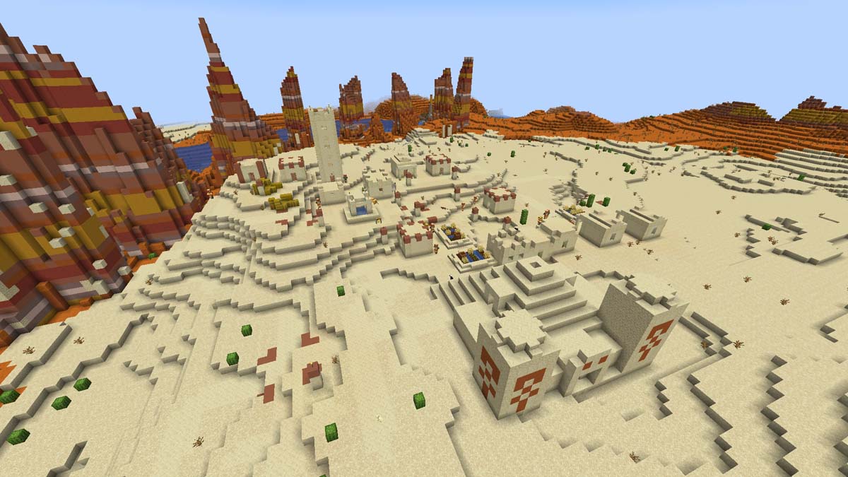 Village Minecraft avec temple du désert