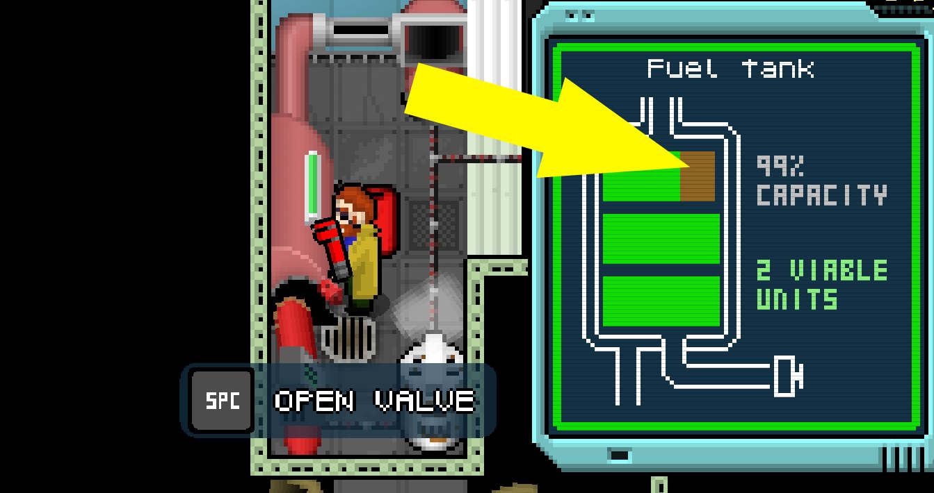 Capitaine sur le point d'ouvrir le robinet de carburant du moteur de distorsion dans Starstruck Vagabond. 
