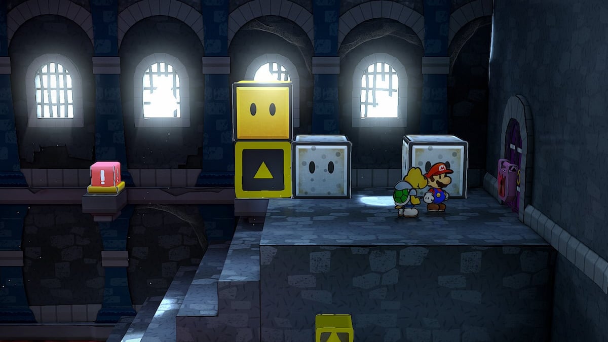 Ascenseurs au premier étage du château de Hooktail dans Paper Mario : la porte millénaire.