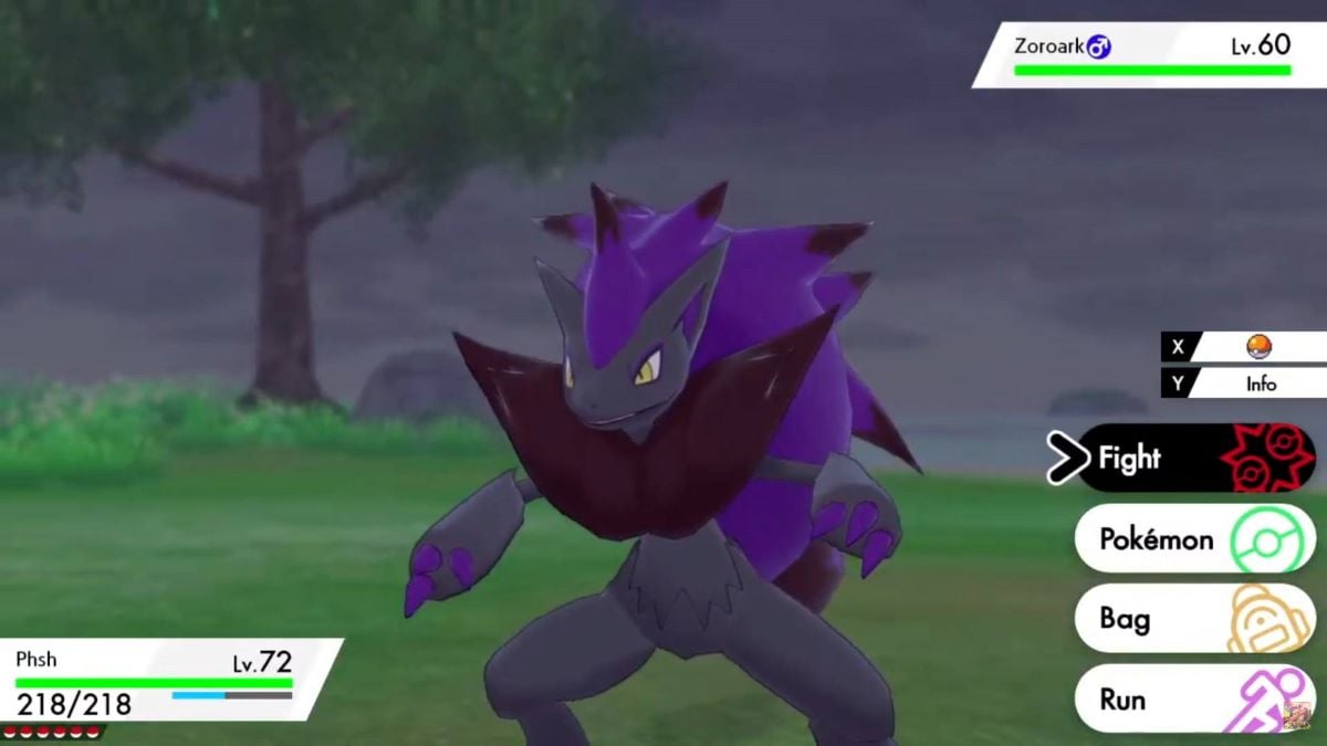 Plan de Zoroark brillant au combat dans Pokemon Sword & Shield