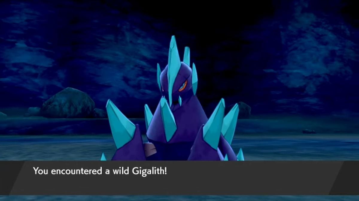 Le joueur rencontre un Gigalith brillant dans Pokemon Sword & Shield