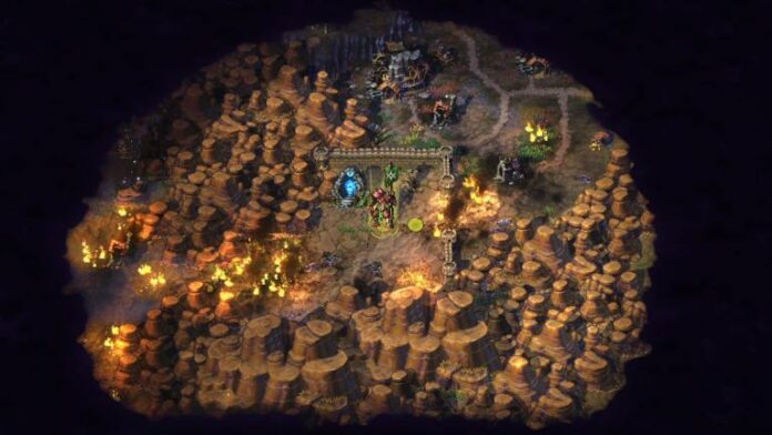 A Rana wielder during a campaign mission in Songs of Conquest, seen from above.