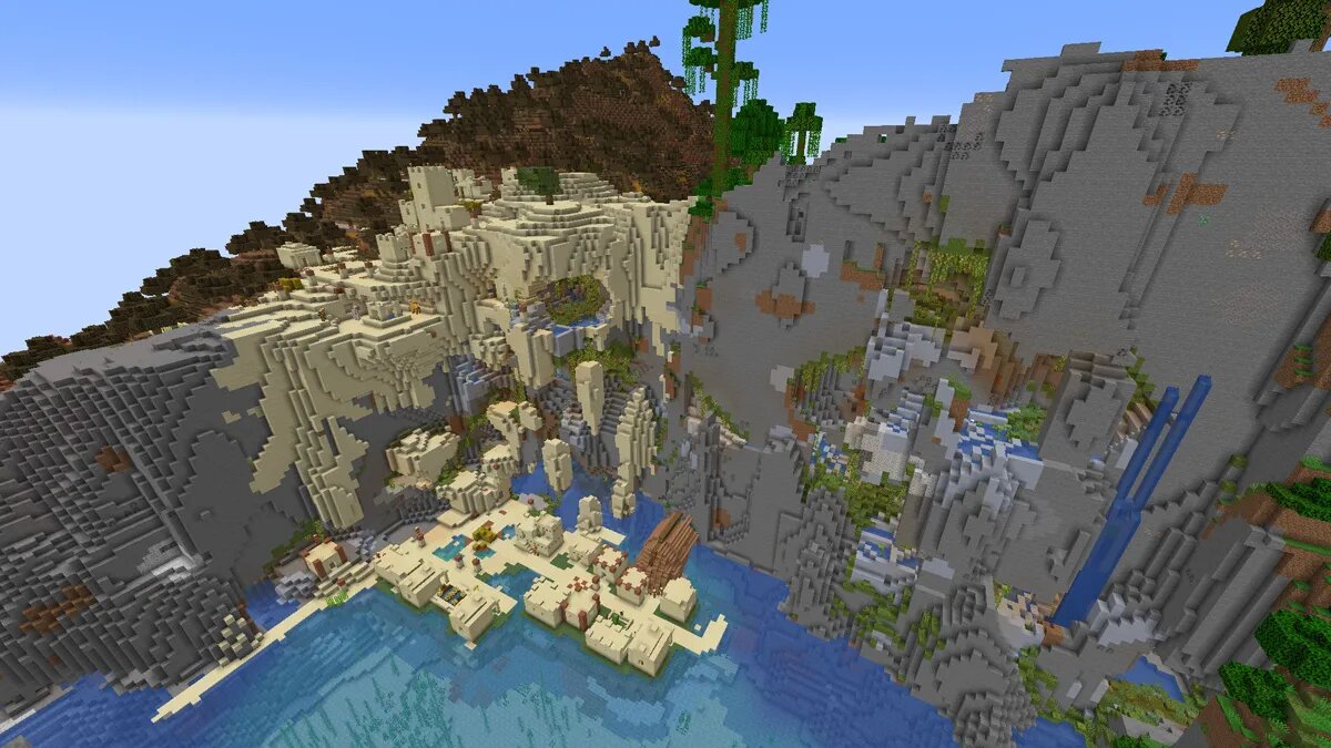 Falaises et village du biome dans Minecraft
