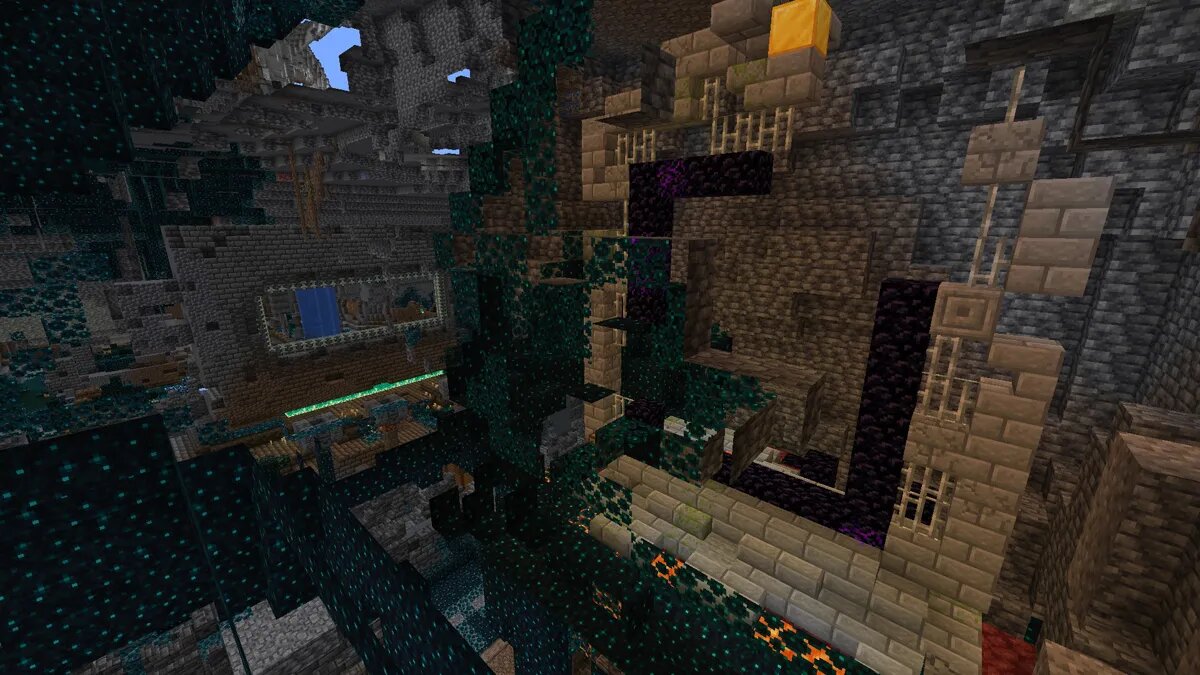 Portail en ruine dans une ville antique dans Minecraft