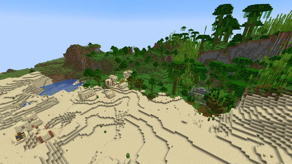 Village du désert avec temple de la jungle dans Minecraft