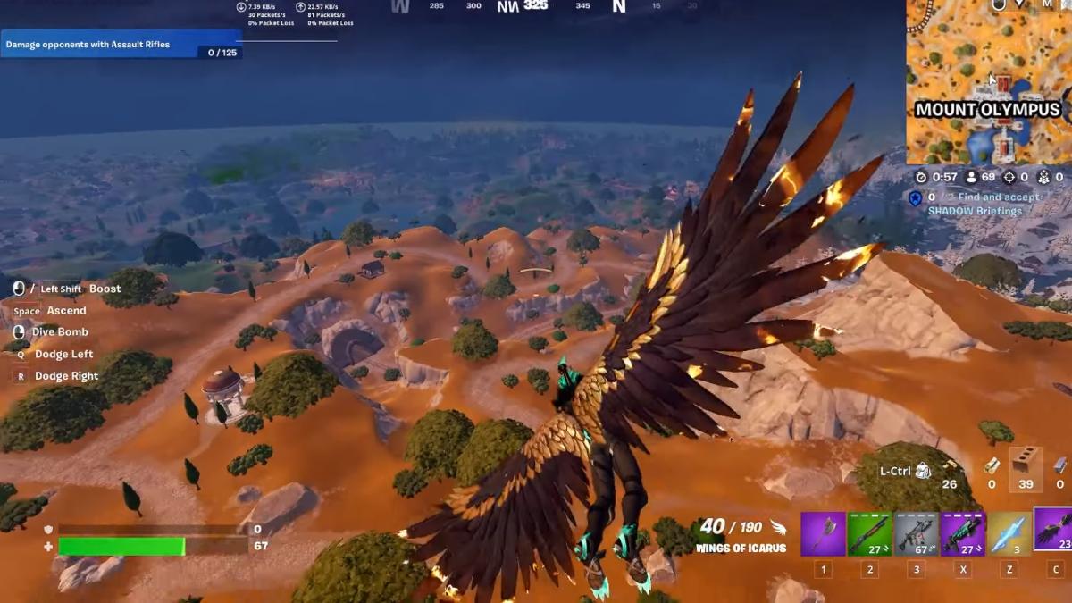 Voler avec les ailes d'Icare dans Fortnite