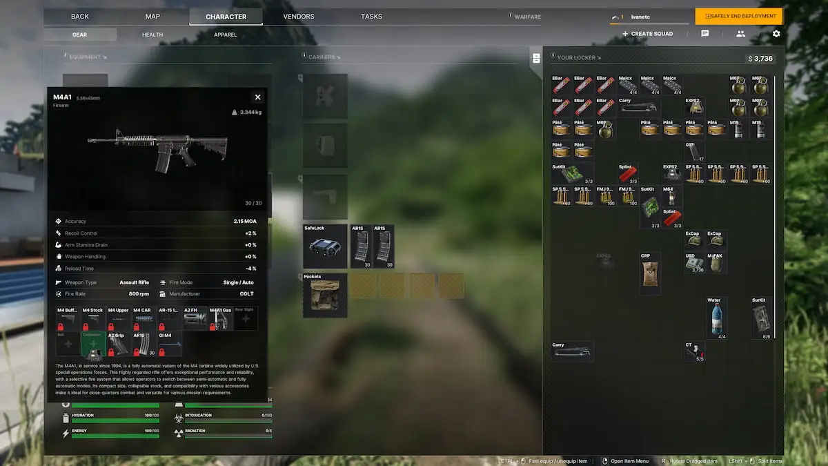 Inspecter le menu des armes dans Grey Zone Warfare