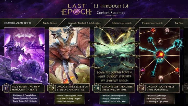 La feuille de route mise à jour de Last Epoch comprend une esquive, une transmogrification et un dragon à deux têtes.