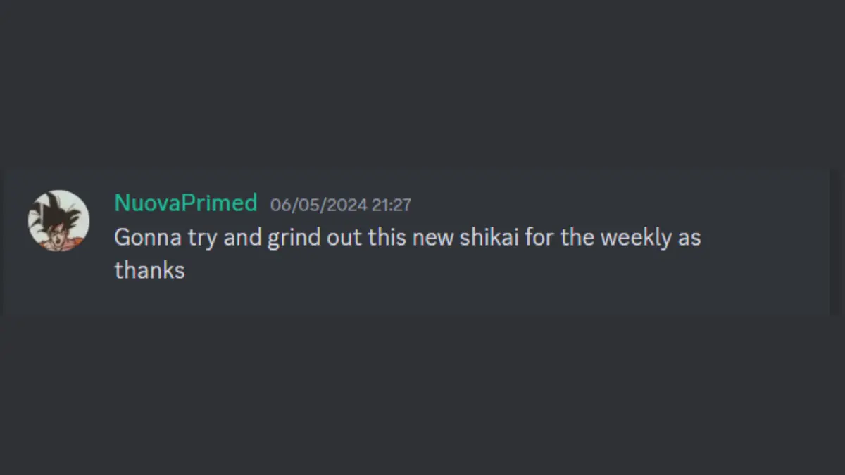Message du développeur de Type Soul confirmant le développement d'un nouveau shikai