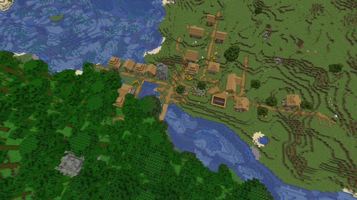 Village Minecraft avec temple dans la jungle