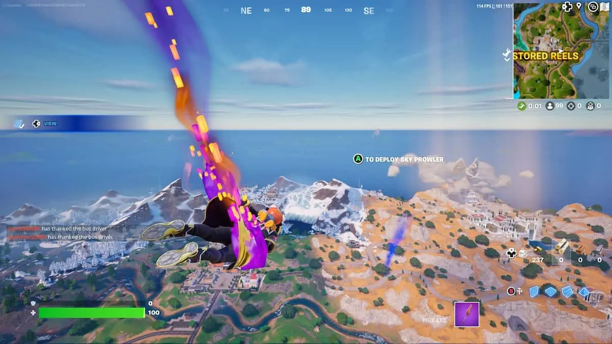 Un emplacement de fumée bleue à Fortnire