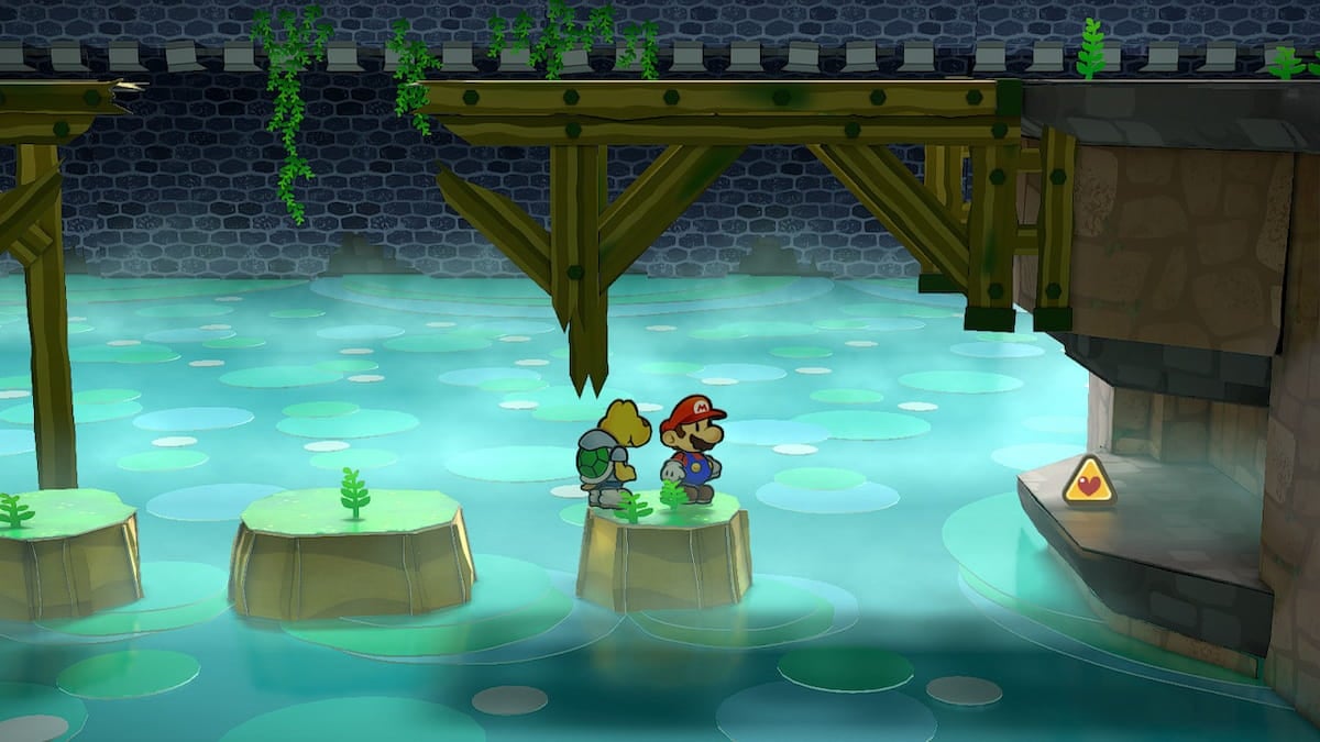 Sous le pont brisé du château de Hooktail dans Paper Mario : la porte millénaire.