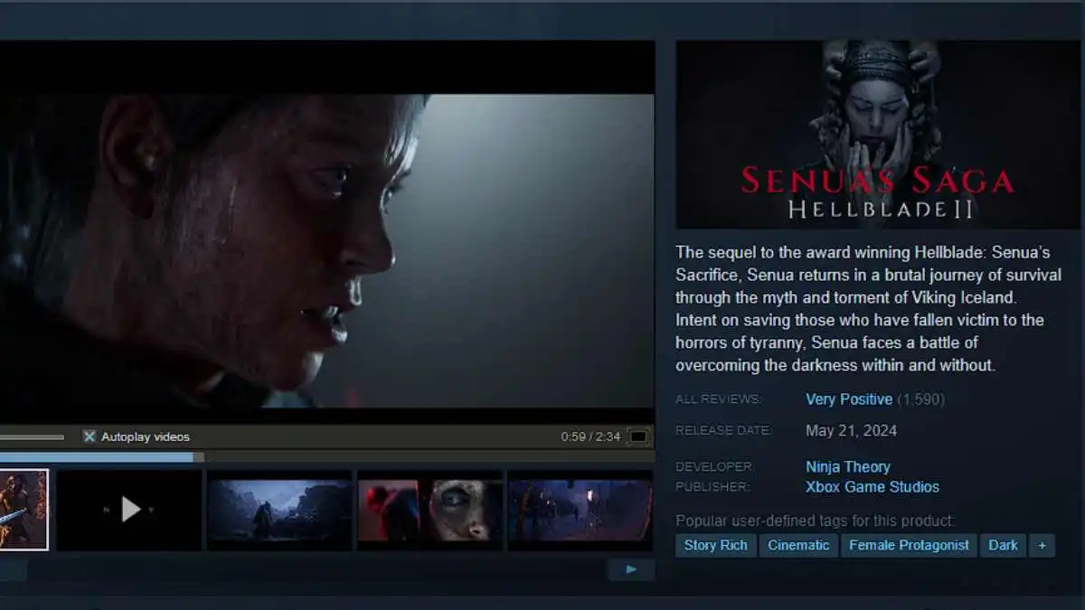 Une capture d'écran de la page Steam de Hellblade 2