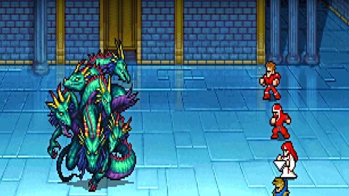 Bataille de boss dans Final Fantasy I pixel remaster