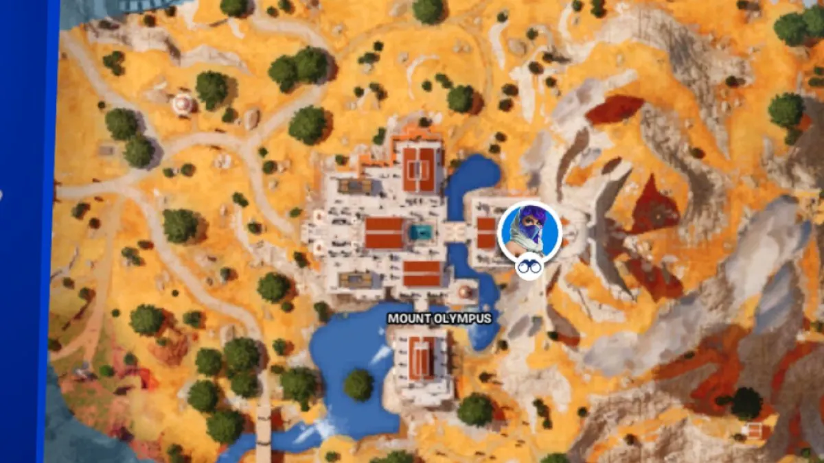 Marqueur de carte du PNJ Artemis sur le Mont Olympe dans Fortnite Chapitre 5 Saison 3