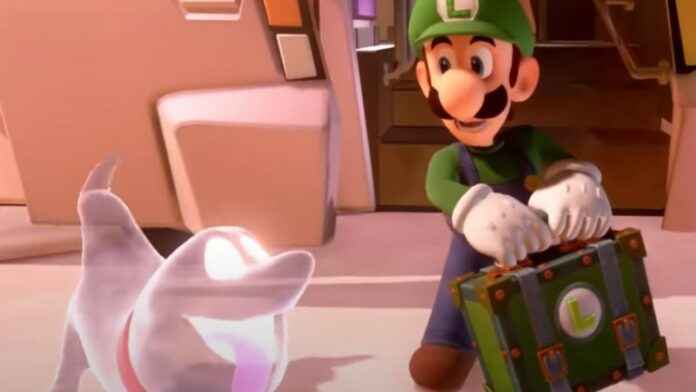 Luigi and Polterpup in Luigi's Mansion 3