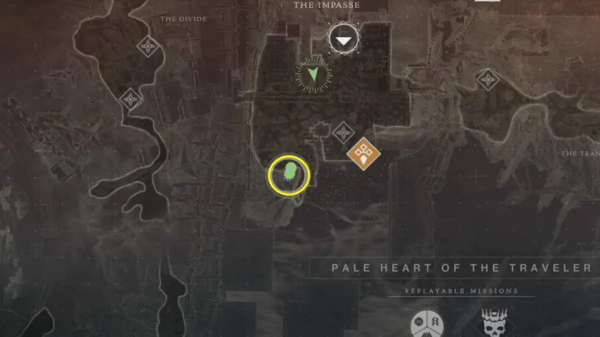Un emplacement sur la carte pour un coffre dans Destiny 2