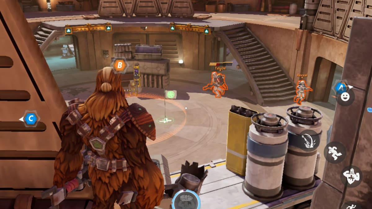 Grozz surveille les ennemis de loin dans Star Wars Hunters