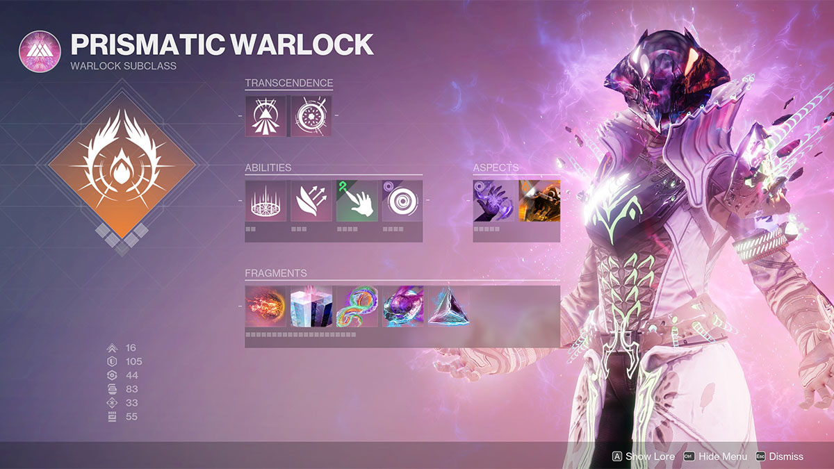 L'écran de la sous-classe Warlock Prismatic dans Destiny 2 : The Final Shape