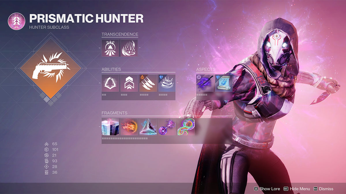 L'écran de la sous-classe Hunter Prismatic dans Destiny 2 : The Final Shape