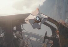 A Ghost wandering the Cosmodrome in Destiny 2