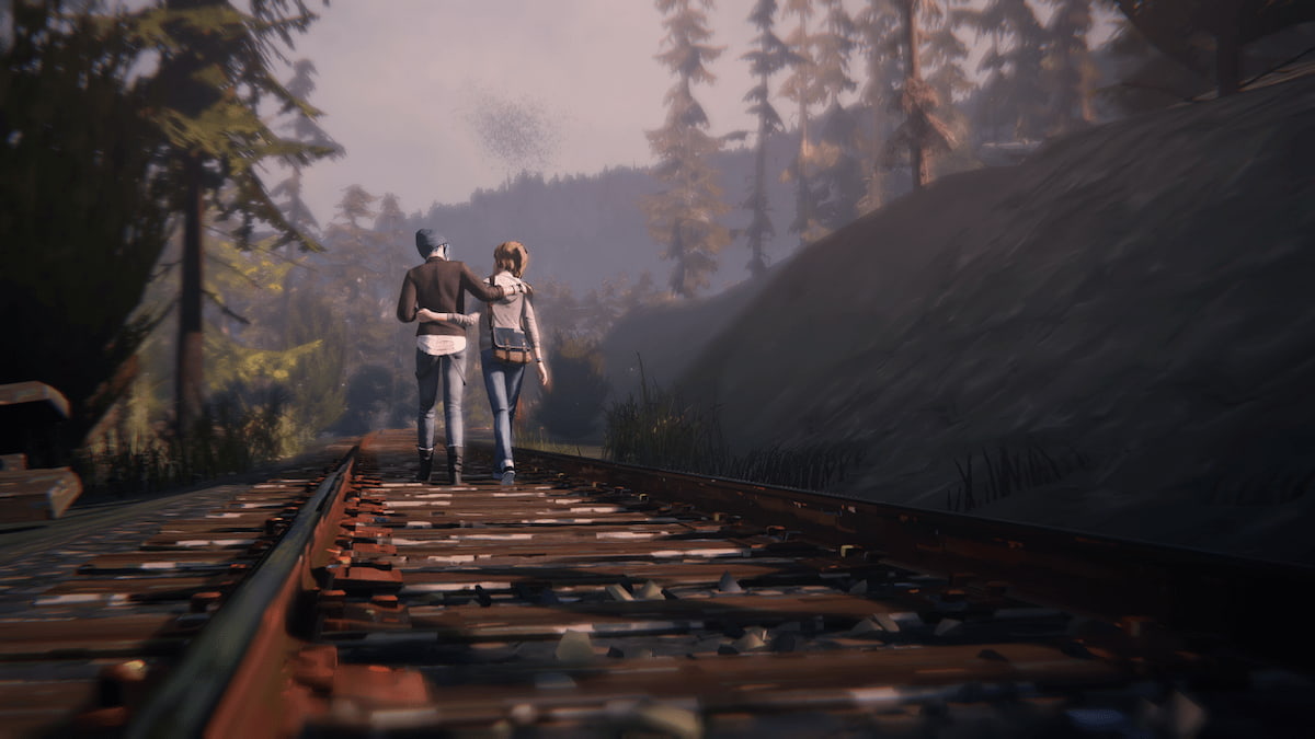 Max et Chloé marchant sur la voie ferrée dans Life Is Strange
