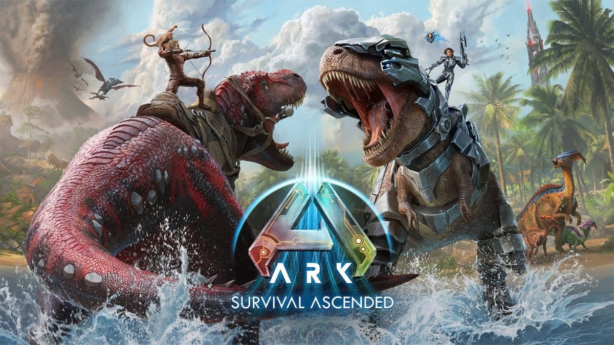 Illustration de l'écran titre d'Ark: Survival Ascended.