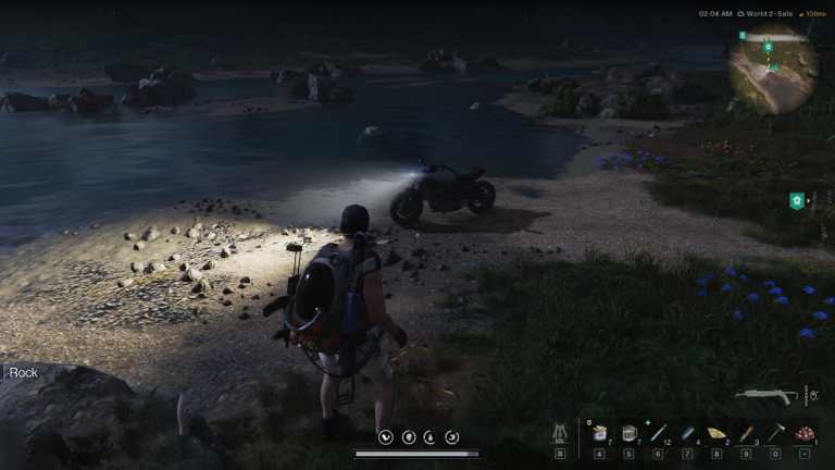 player standing beside his motorcycle in Once Human