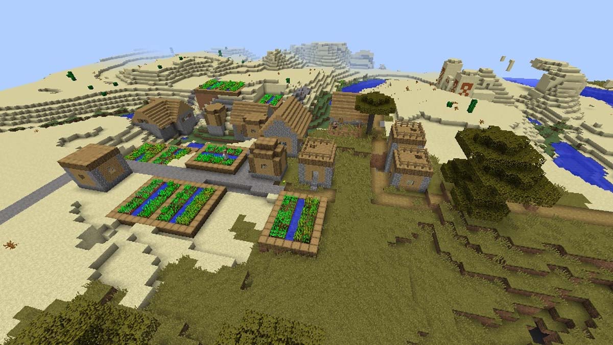 Temple du désert et village des plaines dans Minecraft