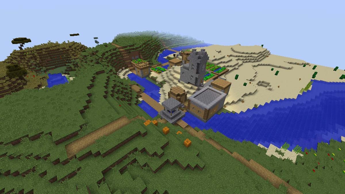 Forgeron et petit village dans Minecraft
