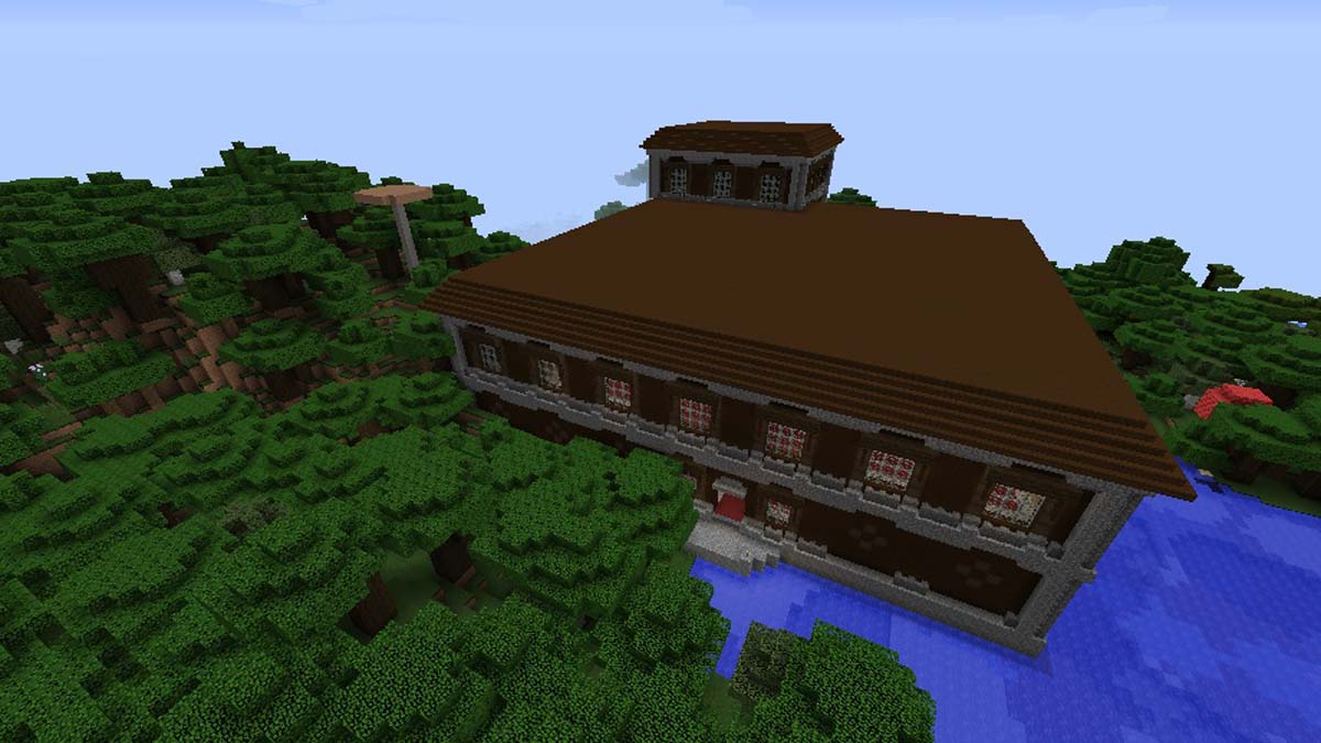 Manoir de forêt, de rivière et de forêt dans Minecraft