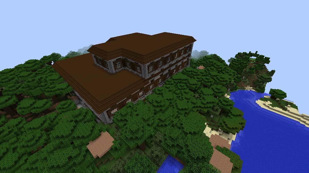 Manoir de forêt, de rivière et de forêt dans Minecraft