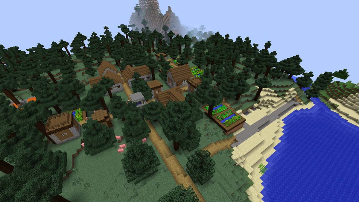 Village de rivière et de taïga dans Minecraft