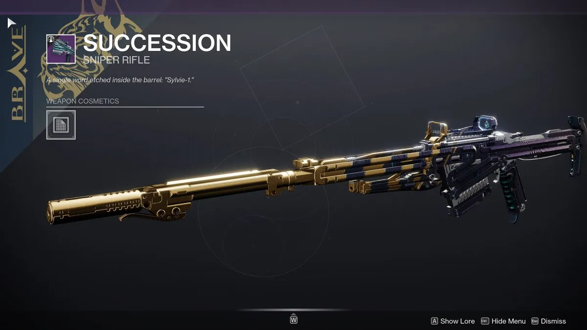 Fusil de sniper de succession dans Destiny 2