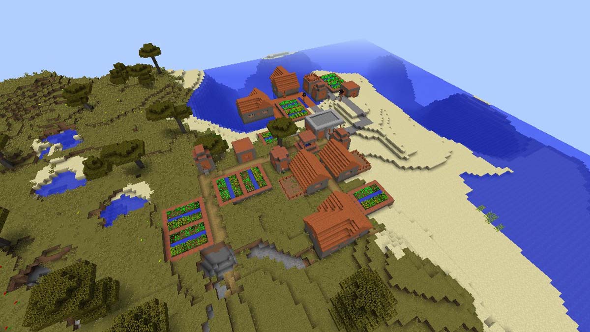 Forgeron dans le village au bord de l'océan dans Minecraft