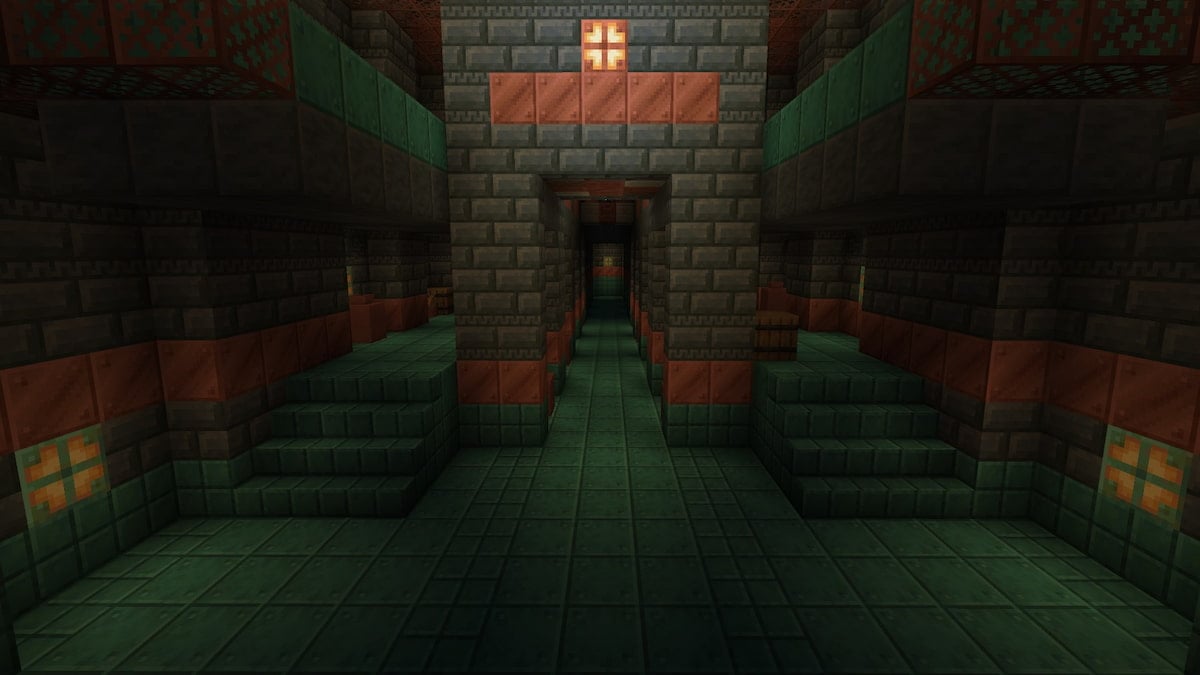 La chambre centrale d'une structure de chambres de première instance dans Minecraft