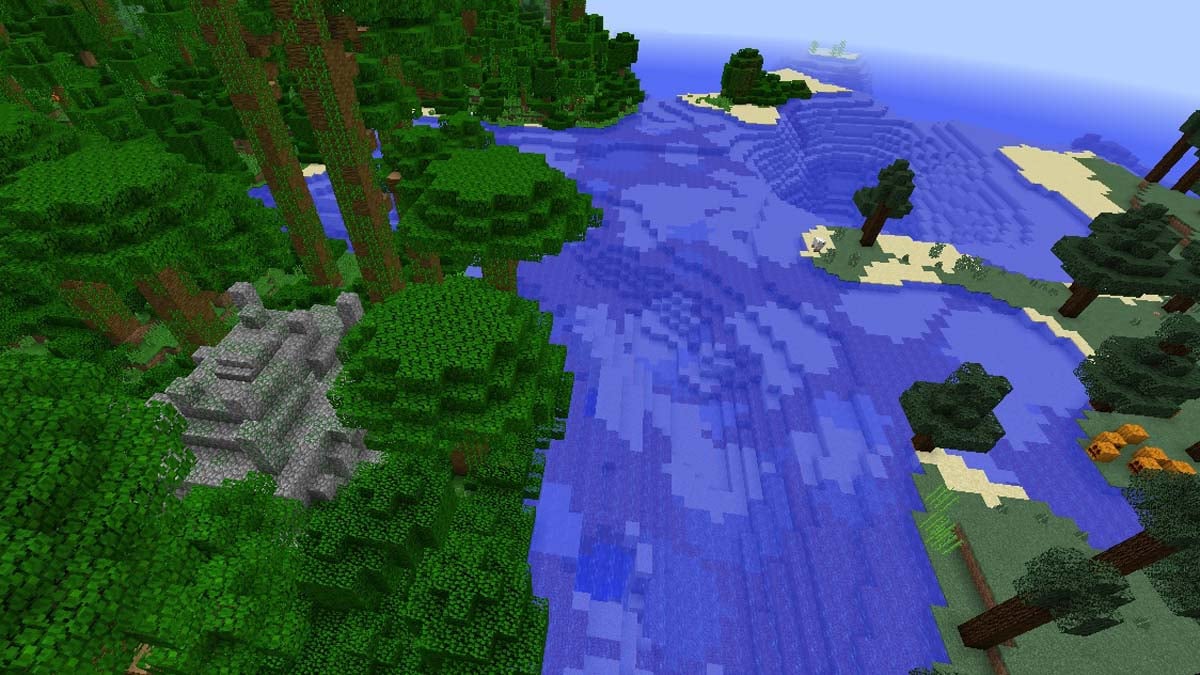 Temple de la jungle au bord de l'océan dans Minecraft