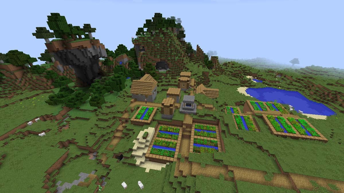 De nombreuses fermes dans le village des plaines dans Minecraft