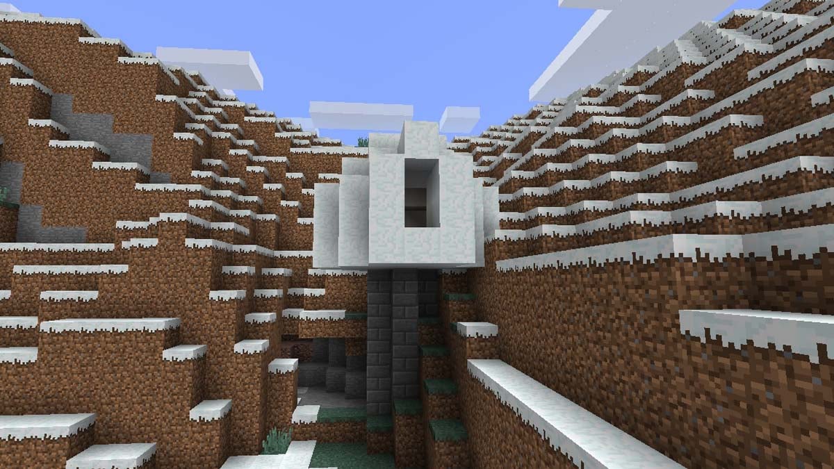 Igloo avec sous-sol exposé dans Minecraft