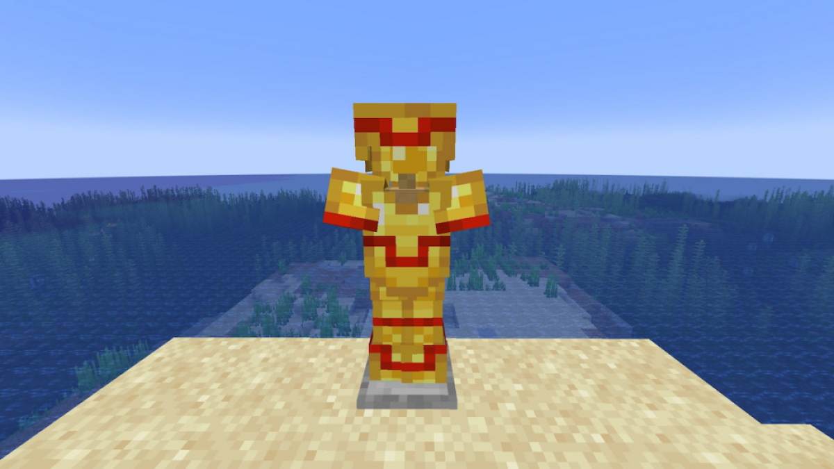 Armure dorée avec la garniture d'armure côtière dans Minecraft
